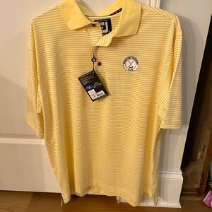 Men’s FootJoy Yellow & White Striped Golf Shirt, Size Medium, NWT
